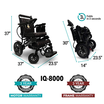 Electric Wheelchair  Foldable All Terrain Lightweight Standard Cushion