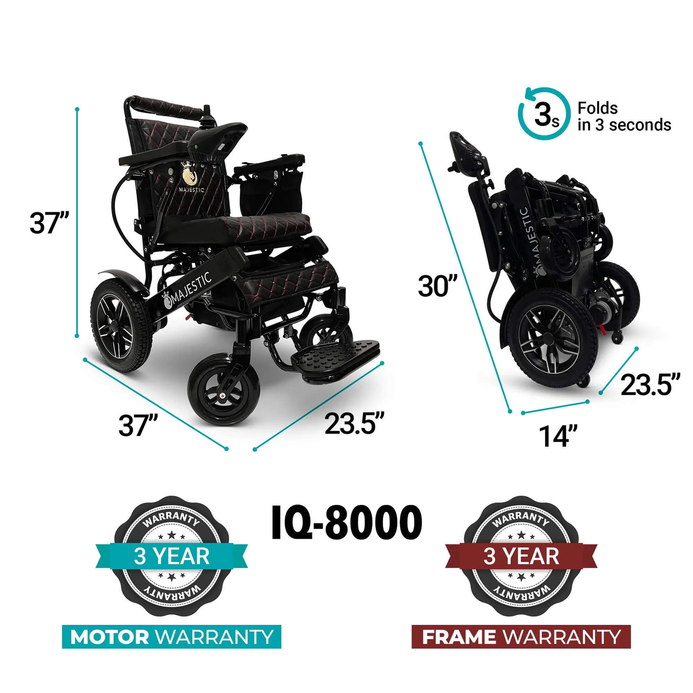 Electric Wheelchair 8000 Remote Controlled Lightweight Leather Cushion
