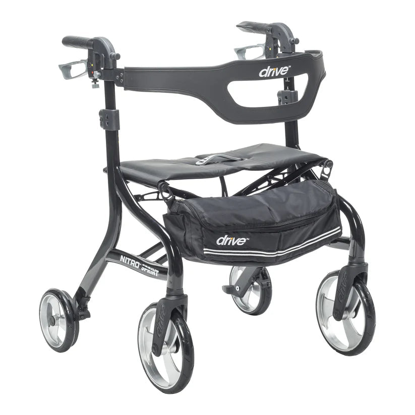 Black rollator with 'drive' branding on a white background