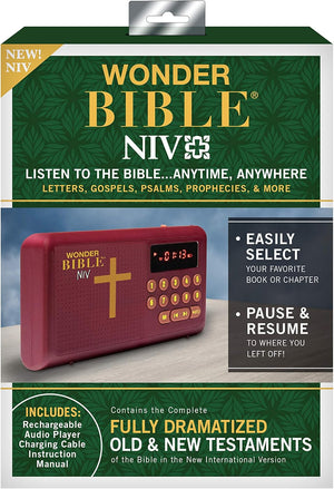 Close-up of the easy-to-use buttons for selecting Bible books and chapters in seconds.