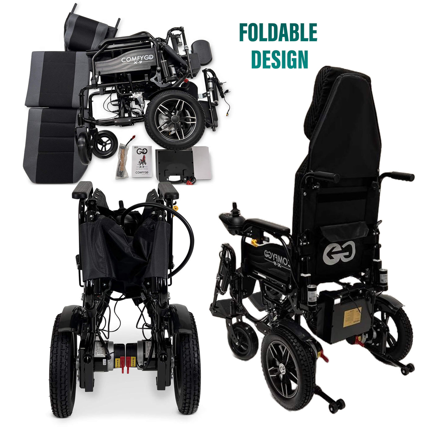 Electric Wheelchair X-9 Remote Controlled,Automatic Reclining Backrest & Lifting Leg Rests