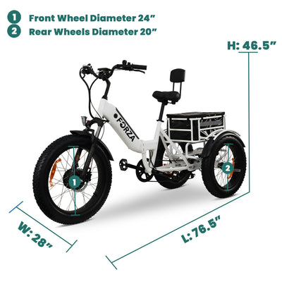 	
FORZA Electric Tricycle Bicycle White Frame