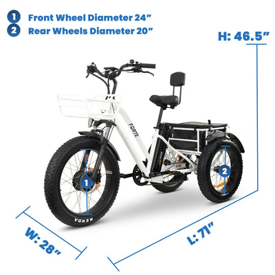 	
FORTE Electric Tricycle Bicycle White Frame